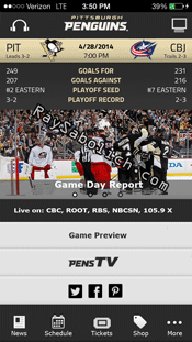 NHL mobile web app